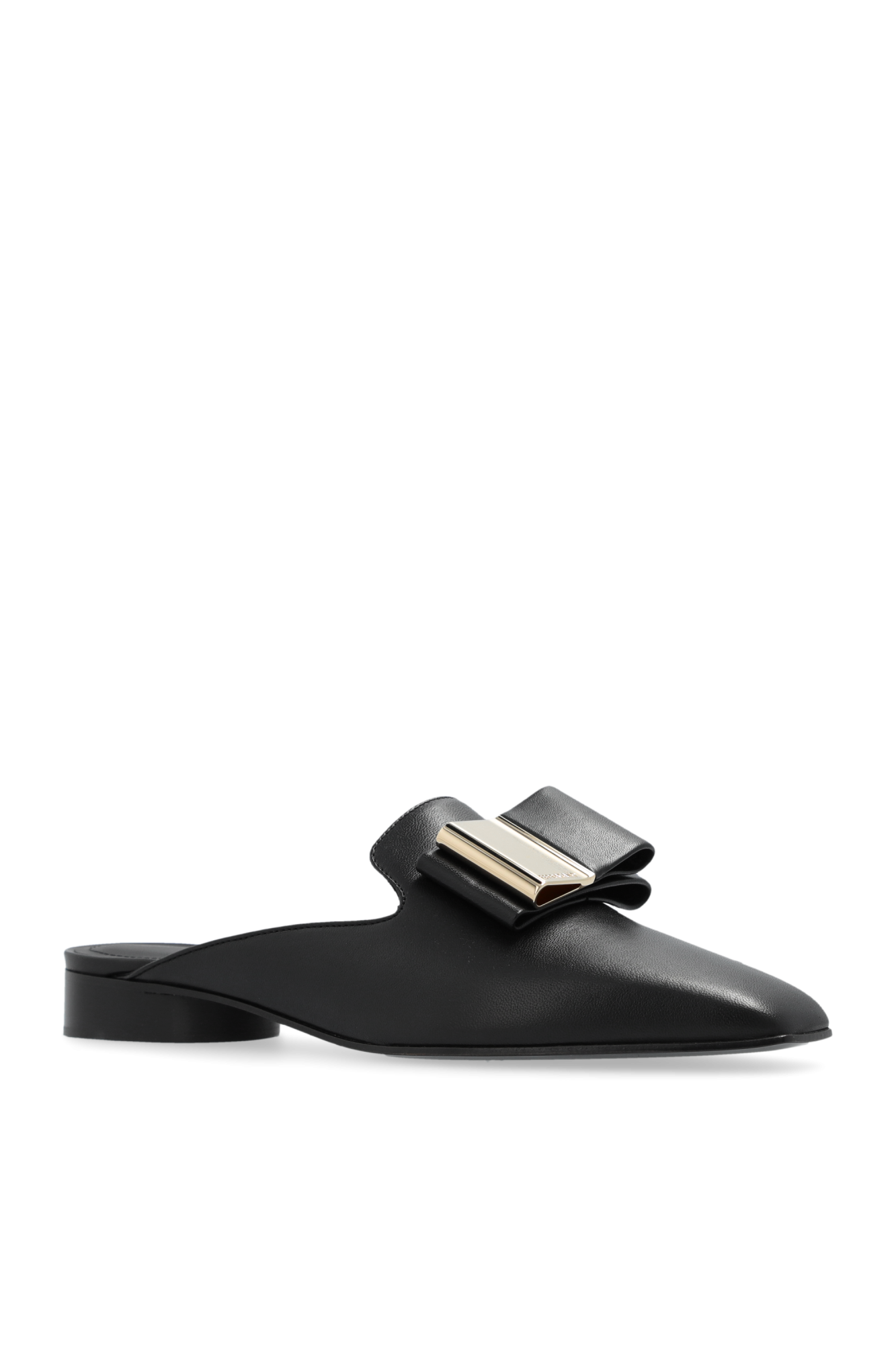 Black and gold ferragamo slides best sale